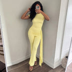 Womens Casual Crew-Neck Slim-Fit Top And Pants Set