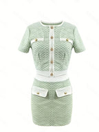 Women's Casual Short Top And Skirt Set