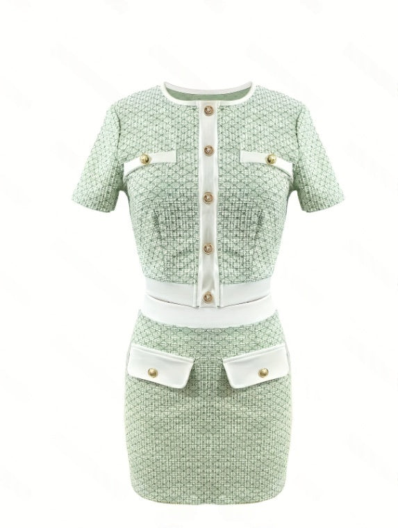 Women's Casual Short Top And Skirt Set