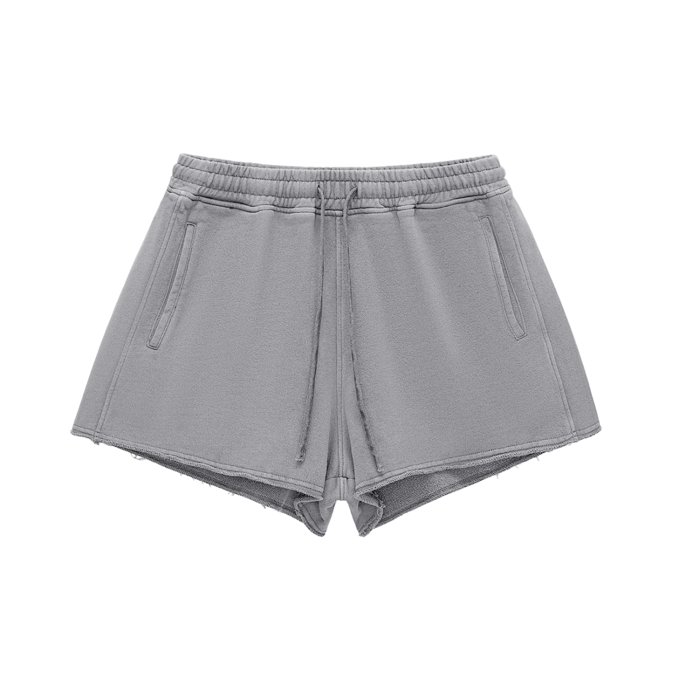 Iridescent Lips|Snow Washed Raw Edge Drawstring Shorts