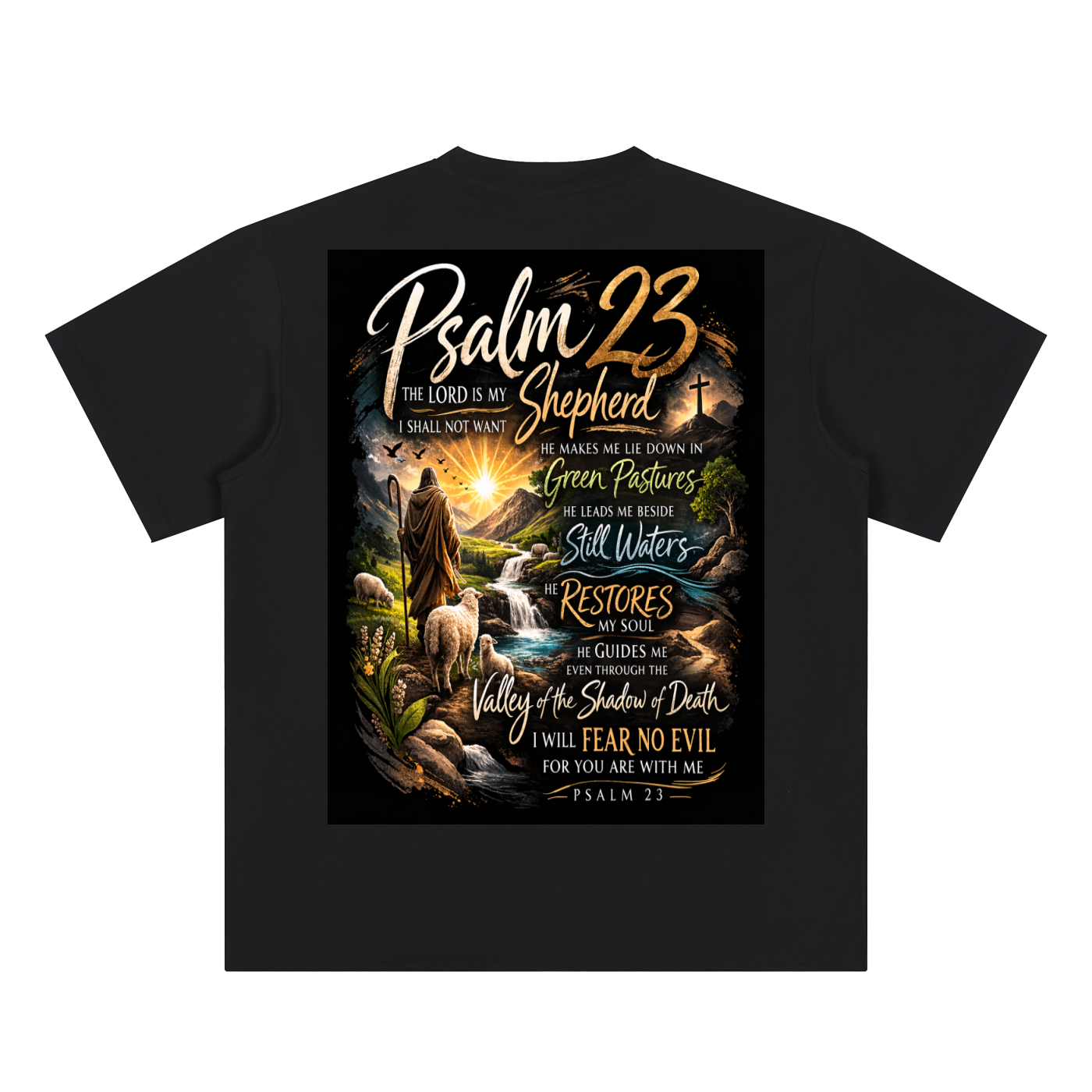Bible Verse|Psalm 23|Essential Cotton T-Shirt