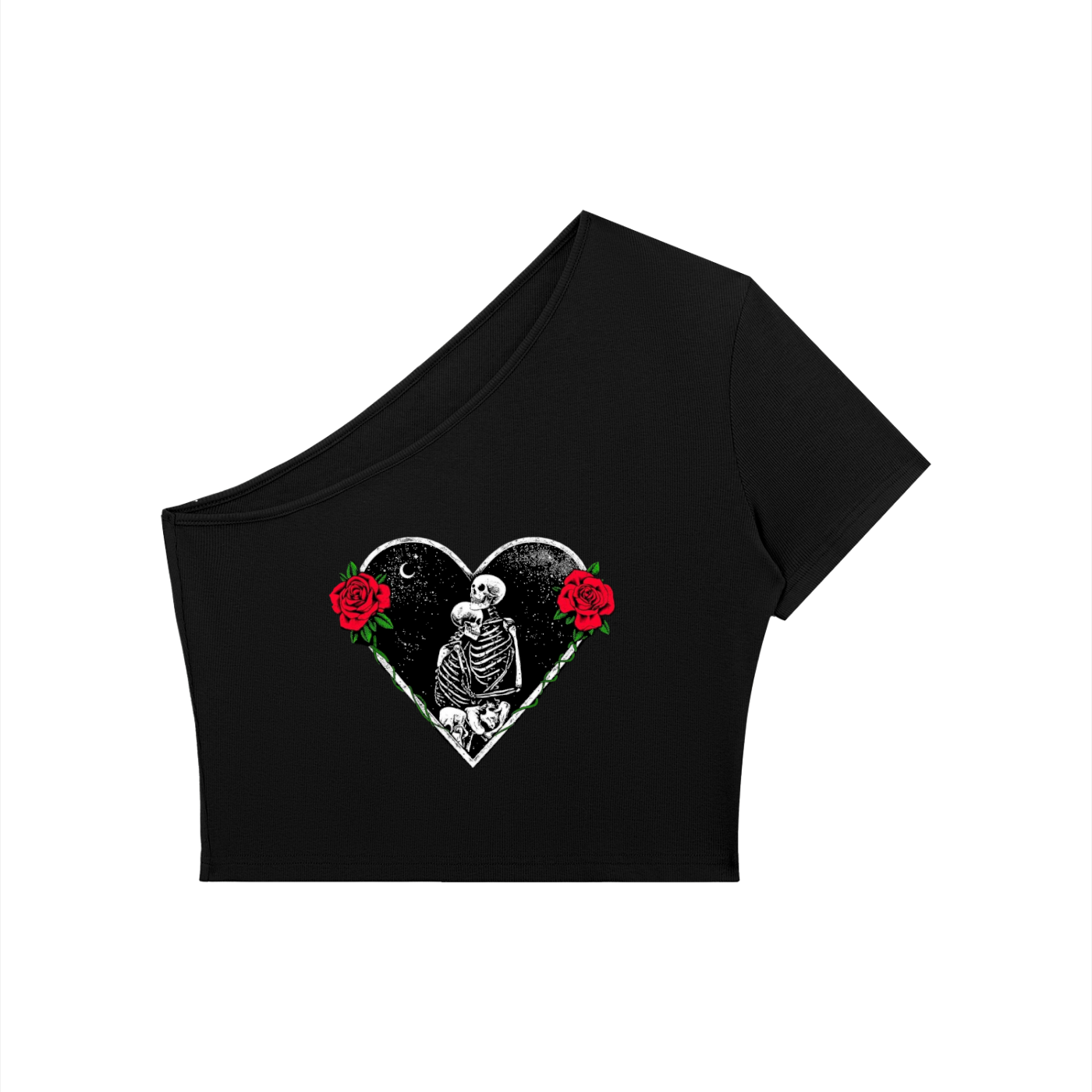 Two Lovers|Women's One-Shoulder Crop T-Shirt