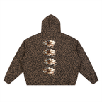 Unisex Leopard Print Waffle Full Zip Hoodie
