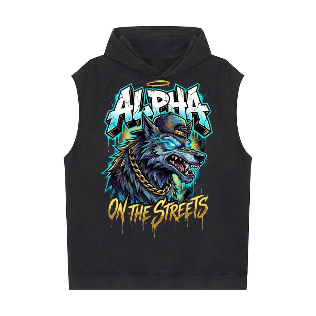 Alpha|Snow Washed Sleeveless Hoodie