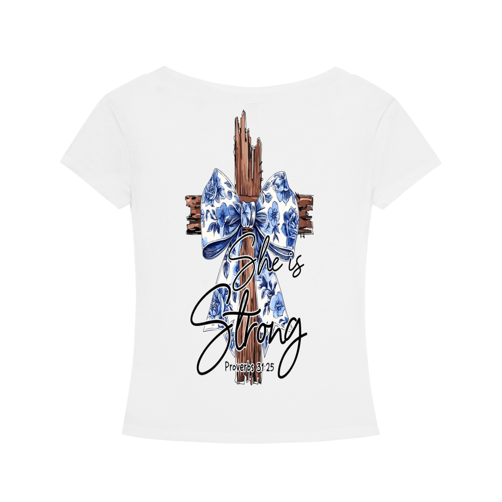 Bible Verse|Proverbs 31:25|Tencel Slim Fit V-Neck T-Shirt