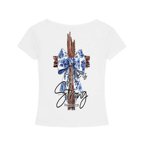 Bible Verse|Proverbs 31:25|Tencel Slim Fit V-Neck T-Shirt