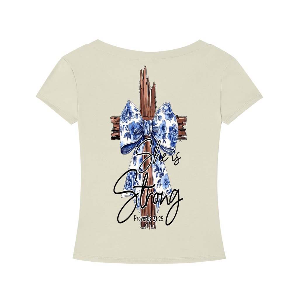 Bible Verse|Proverbs 31:25|Tencel Slim Fit V-Neck T-Shirt