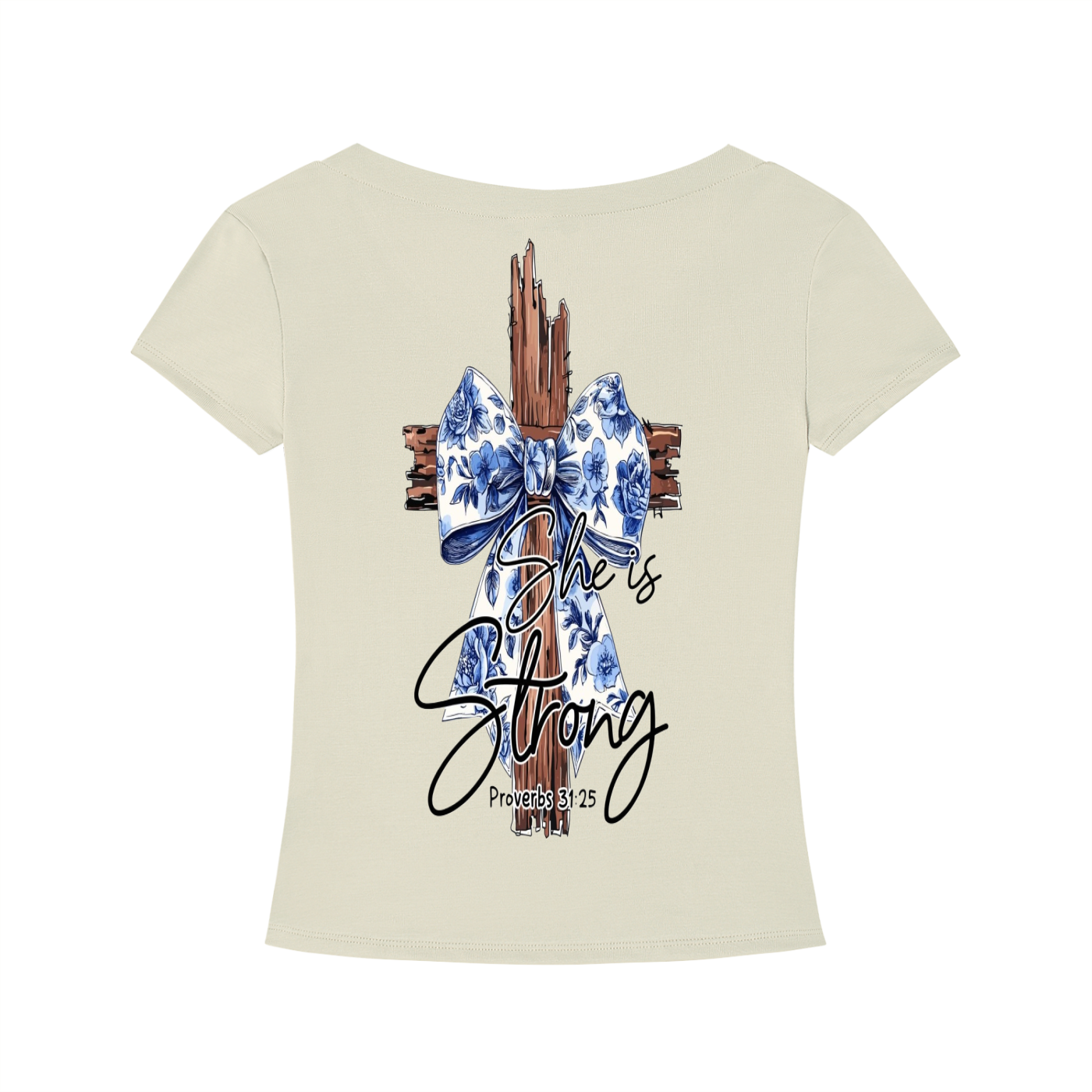 Bible Verse|Proverbs 31:25|Tencel Slim Fit V-Neck T-Shirt