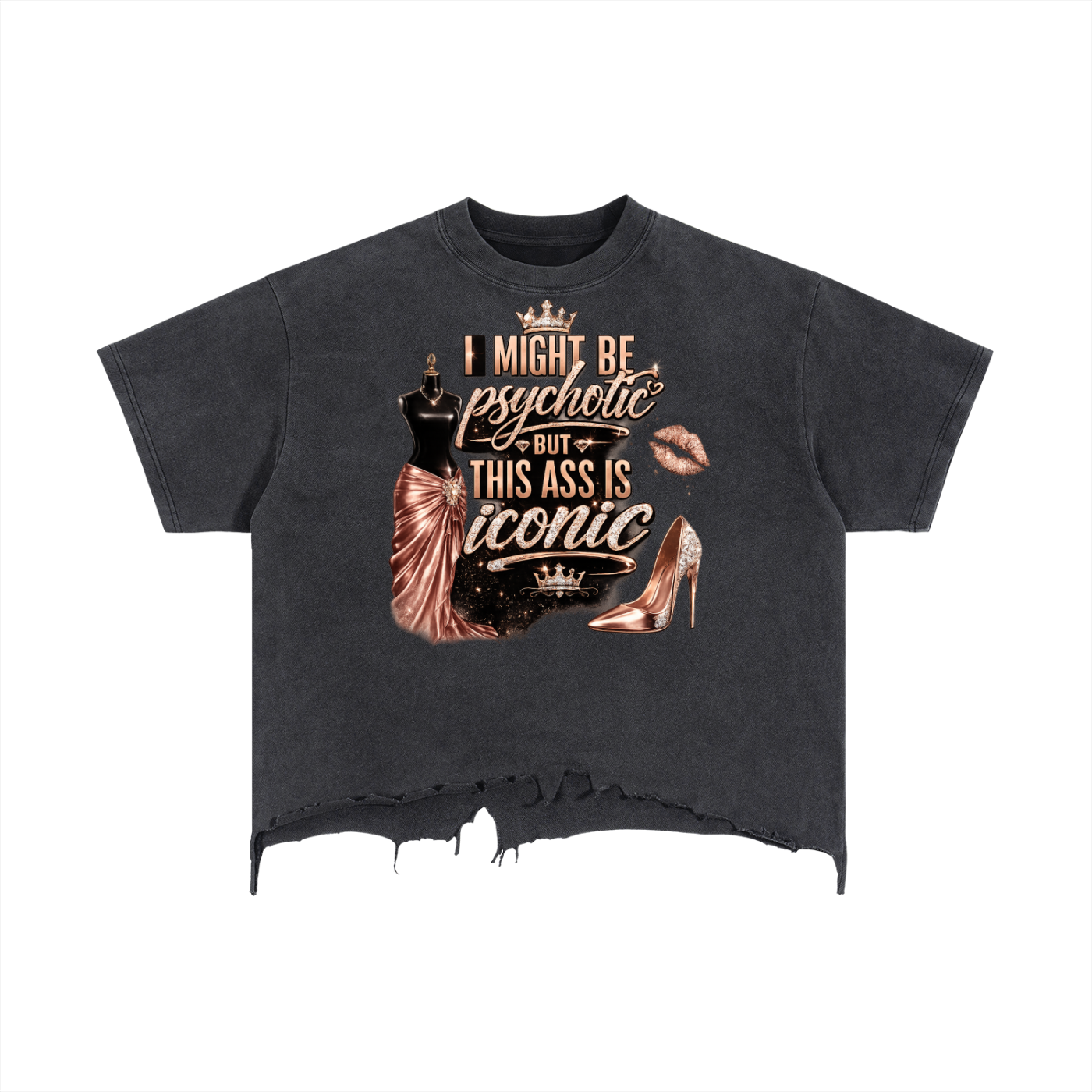 Iconic|Vintage Wash Boxy Distressed Hem T-Shirt