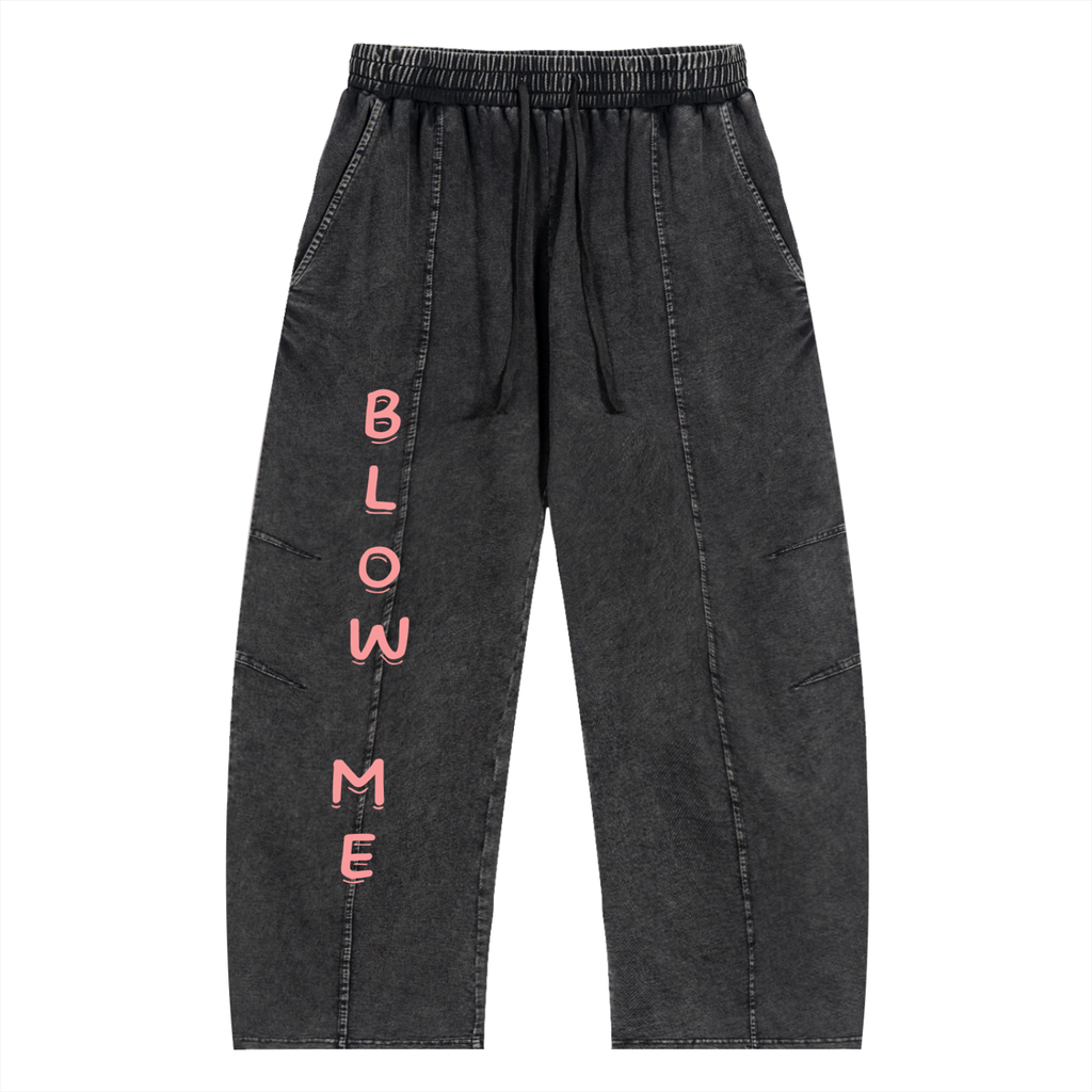 Blow Me|Snow Wash Drawstring Cotton Pants