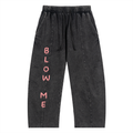 Blow Me|Snow Wash Drawstring Cotton Pants