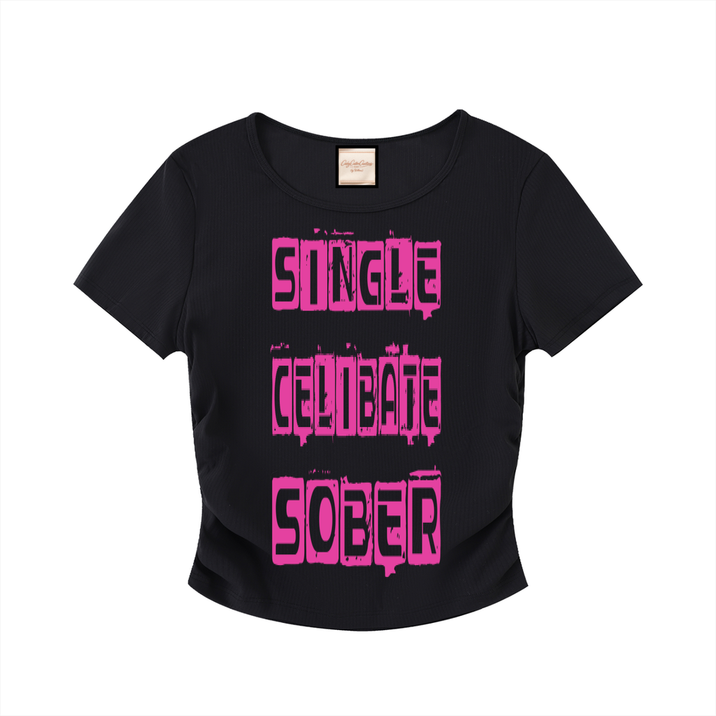 Single/Celibate/Sober|Ruched Bodycon Crop Top