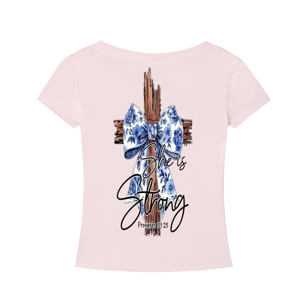Bible Verse|Proverbs 31:25|Tencel Slim Fit V-Neck T-Shirt