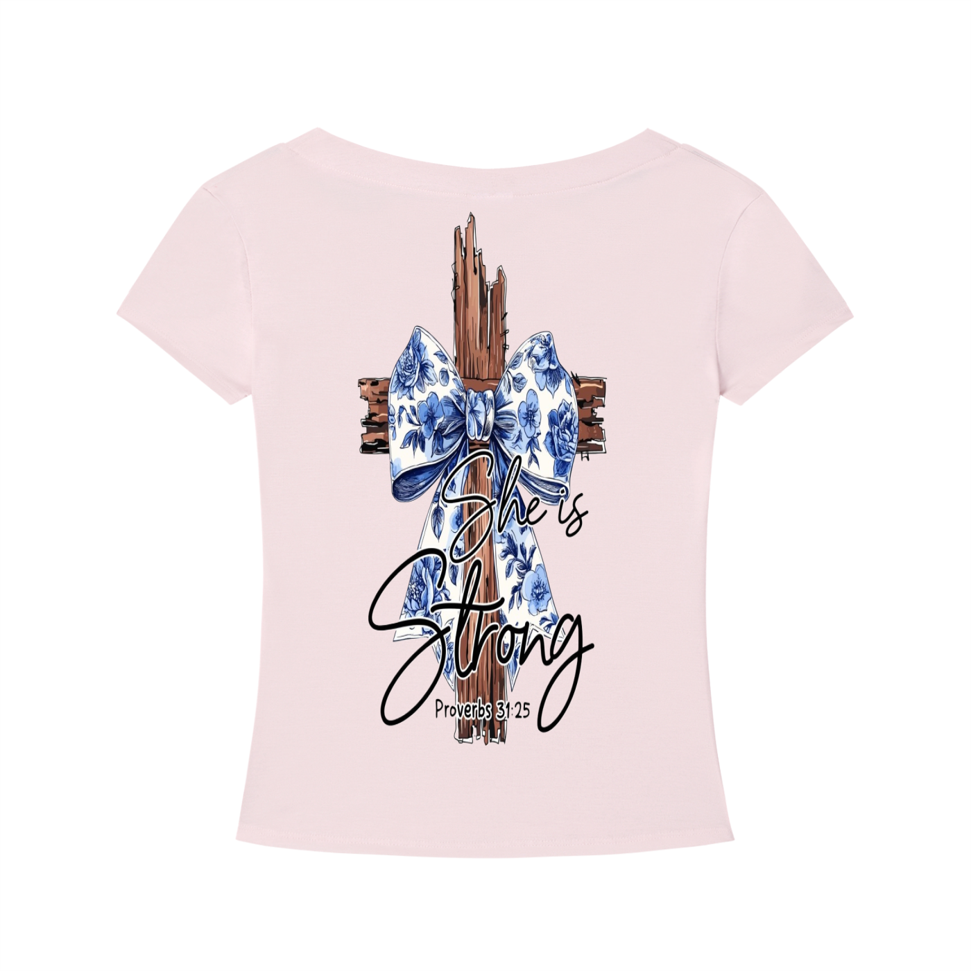 Bible Verse|Proverbs 31:25|Tencel Slim Fit V-Neck T-Shirt