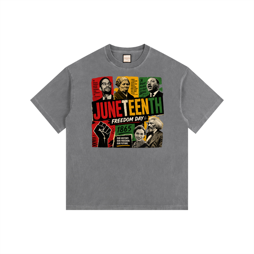 Juneteenth |Vintage Washed Oversized Cotton T-Shirt