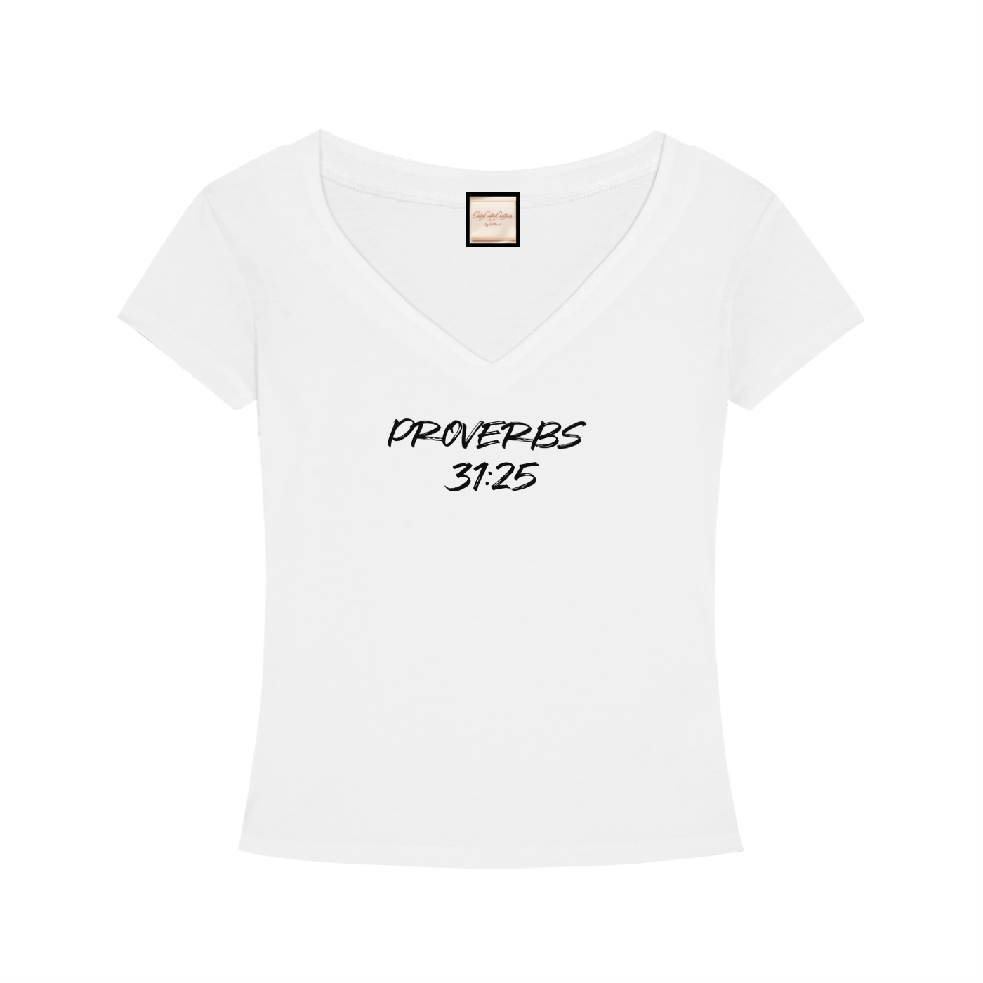 Bible Verse|Proverbs 31:25|Tencel Slim Fit V-Neck T-Shirt