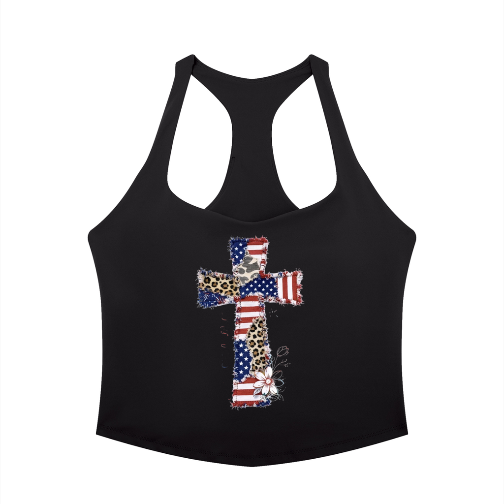 Women’s Tight Fit Yoga Tank Top Indepenence Cross