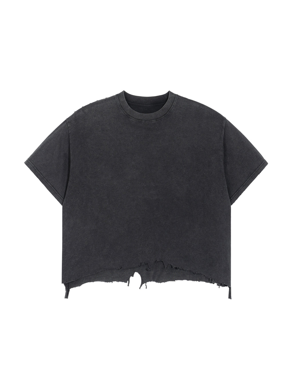 Iconic|Vintage Wash Boxy Distressed Hem T-Shirt