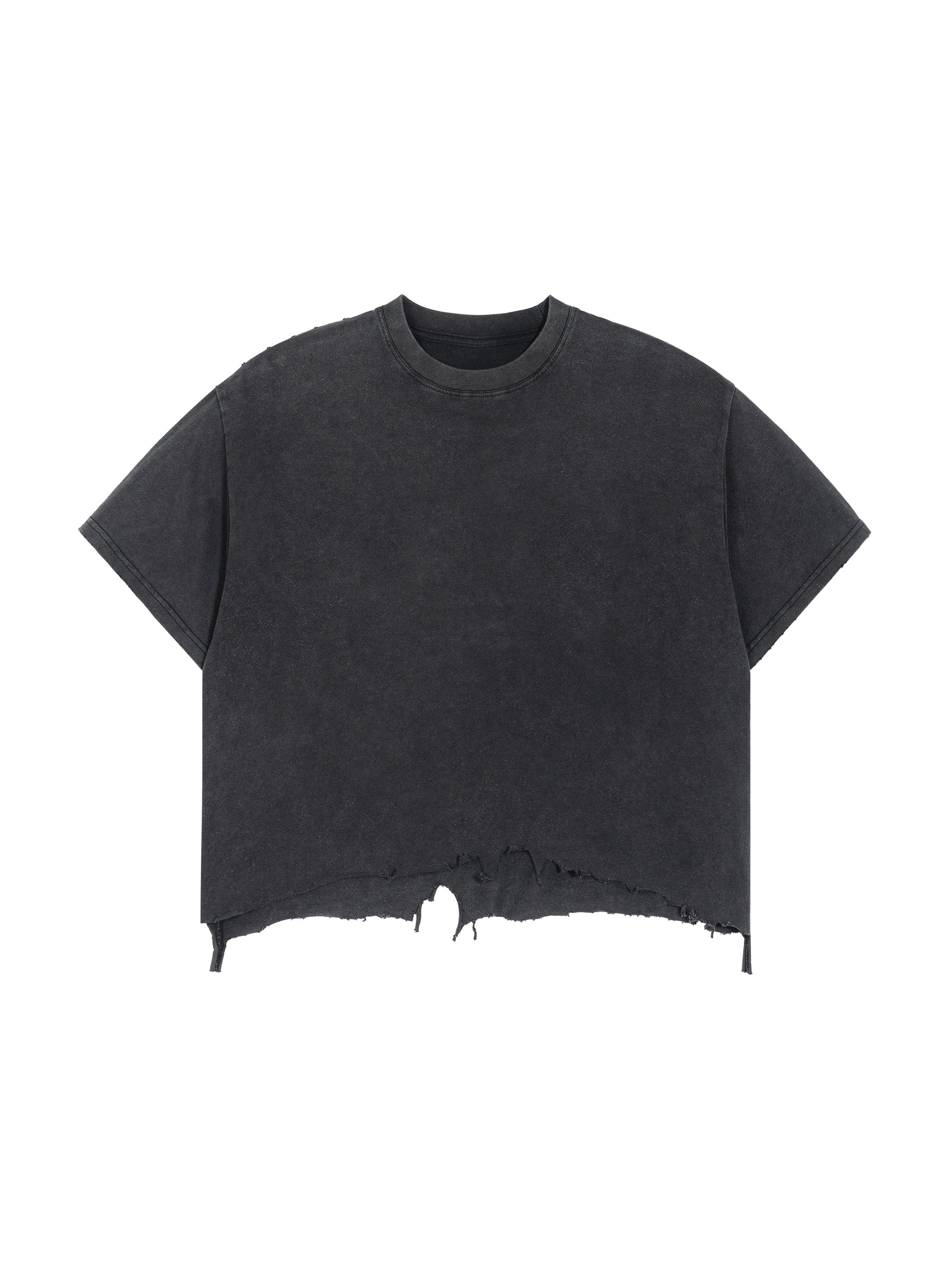 Iconic|Vintage Wash Boxy Distressed Hem T-Shirt